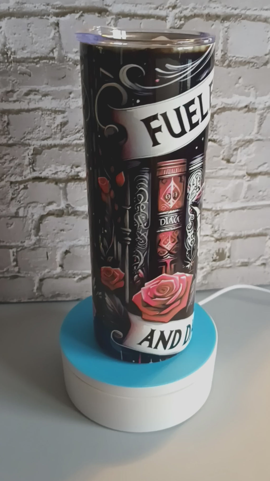 Fueled by Coffee and Dark Romance, Book Lover Gift- Stainless steel insulated coffee cup - smut reader mug