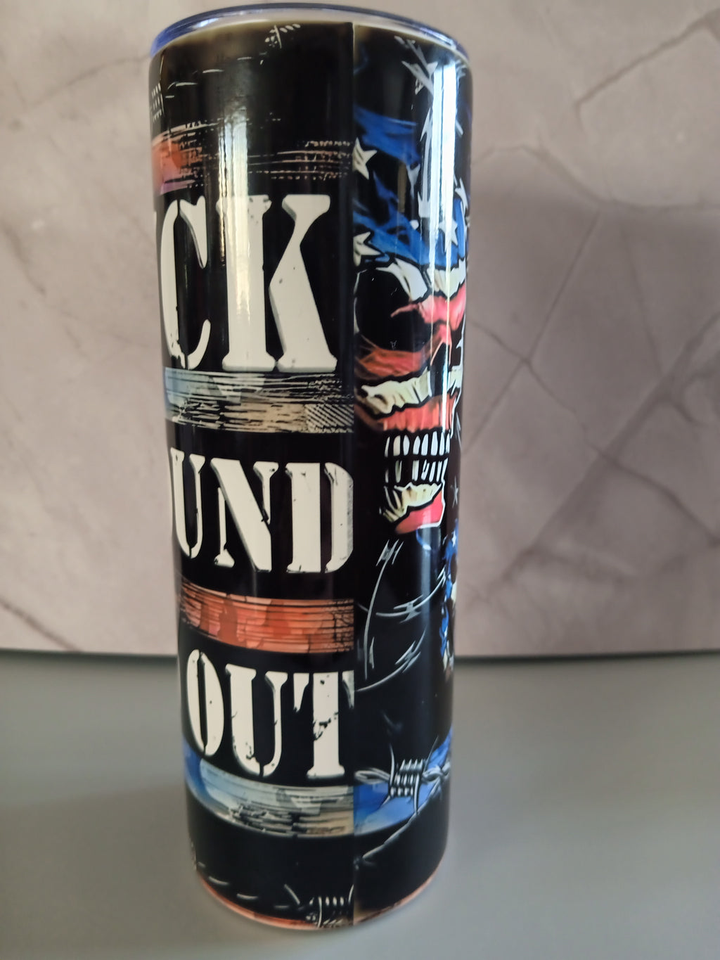 FAFO " Fuck Around and Find Out' tumbler - 20 oz- Patriotic skull, American flag stainless steel insulated cup with lid and straw