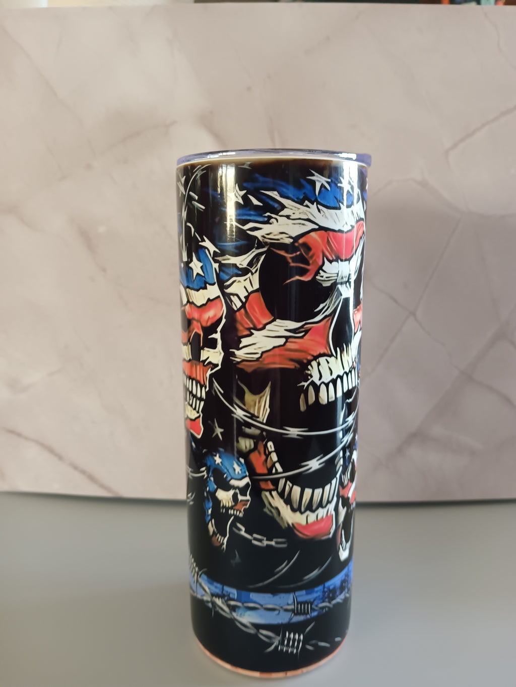 FAFO " Fuck Around and Find Out' tumbler - 20 oz- Patriotic skull, American flag stainless steel insulated cup with lid and straw