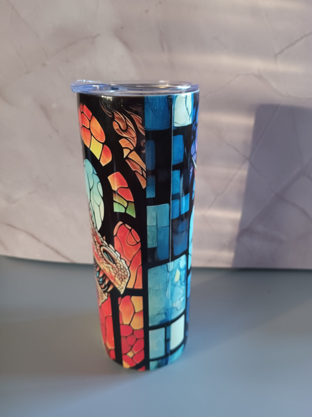Dragon sublimation 20oz stainless steel tumbler -travel mug with lid and straw