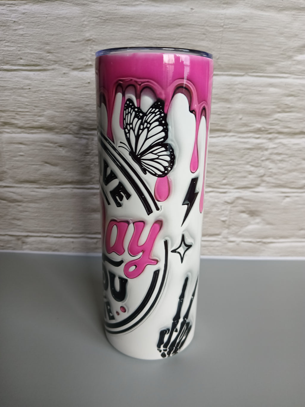 Have the day you deserve 20 oz stainless steel tumbler - funny inspirational travel mug with lid and straw