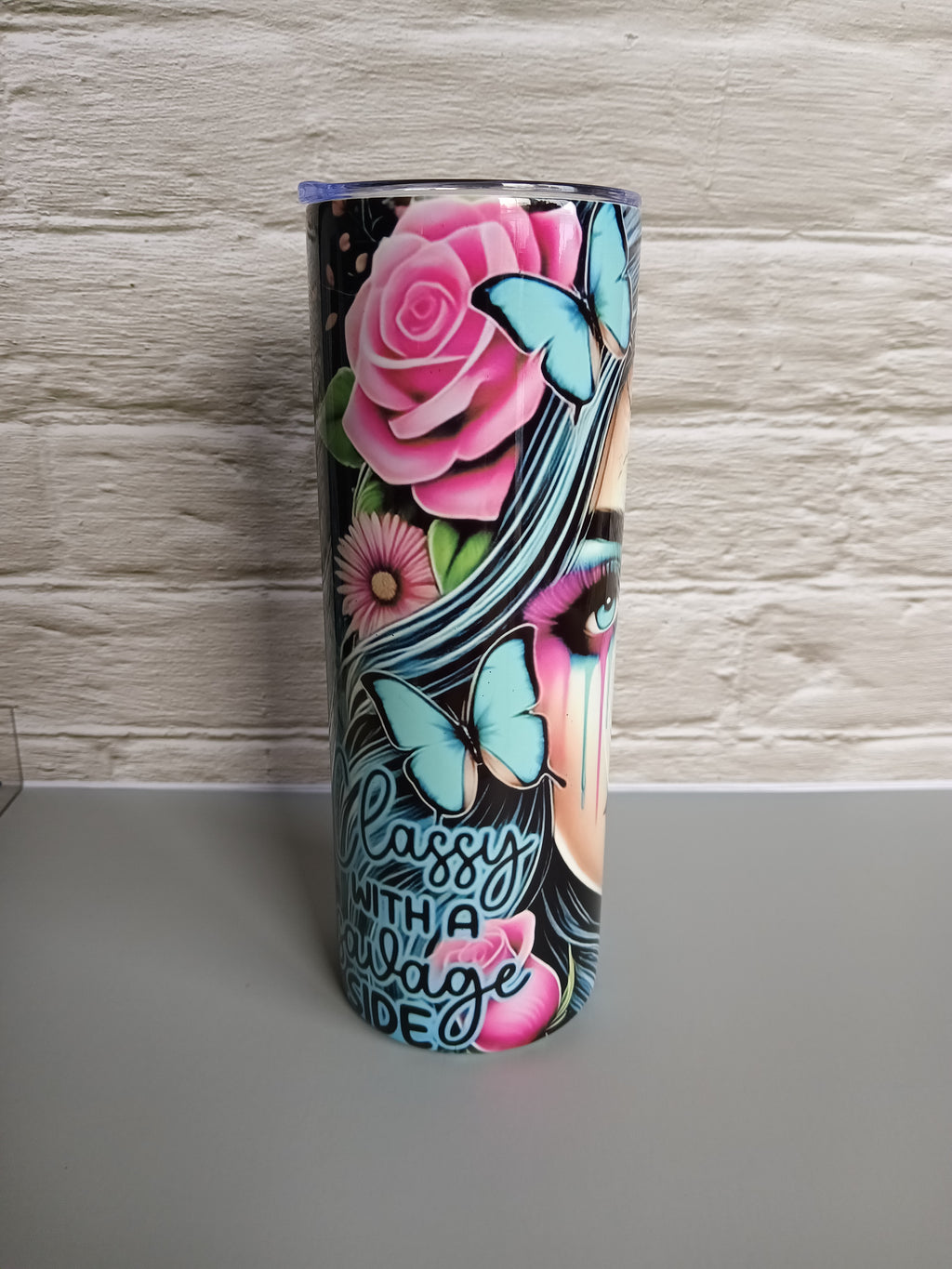 Classy with a Savage side 20 oz stainless steel tumbler, Funny quote, Travel mug, sassy gift for her.