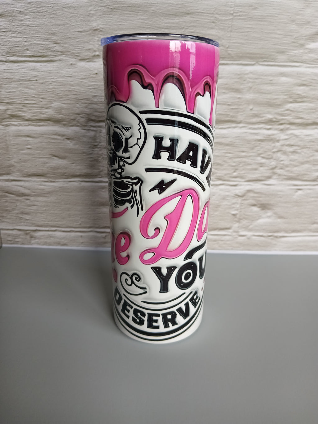 Have the day you deserve 20 oz stainless steel tumbler - funny inspirational travel mug with lid and straw