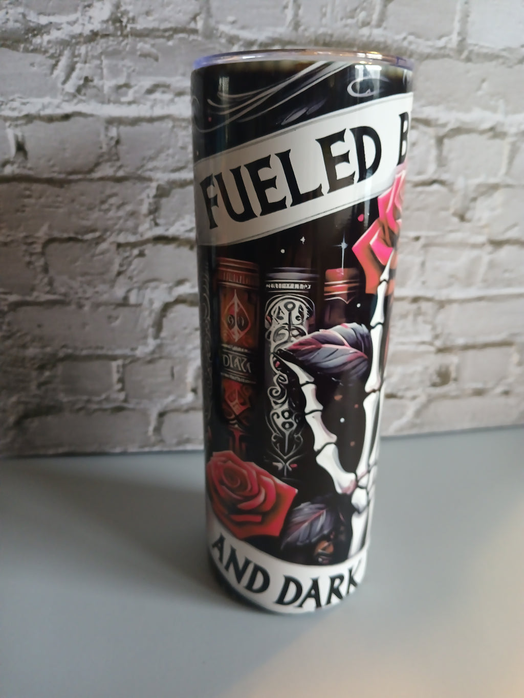 Fueled by Coffee and Dark Romance, Book Lover Gift- Stainless steel insulated coffee cup - smut reader mug